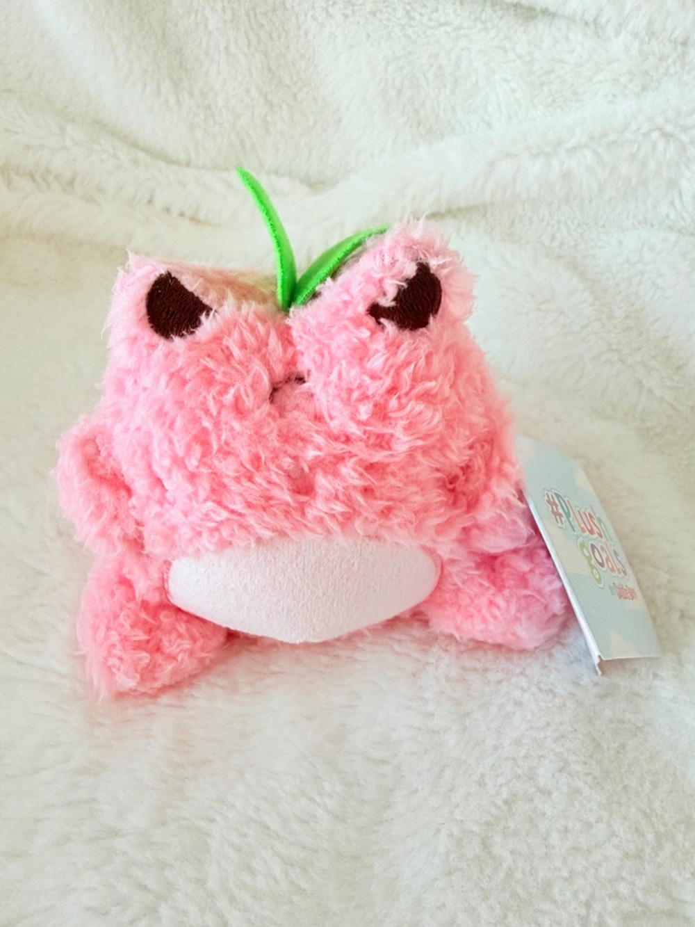 #Plush Goals by Cuddle Barn Wawa the Froggie Strawberry Frog Plush Bag Clip
